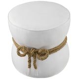 Beat Nautical Rope Upholstered Fabric Ottoman - Coastal Modern & Versatile Footstool