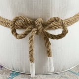 Beat Nautical Rope Upholstered Fabric Ottoman - Coastal Modern & Versatile Footstool