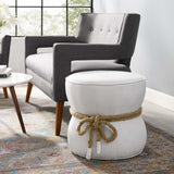 Beat Nautical Rope Upholstered Fabric Ottoman - Coastal Modern & Versatile Footstool