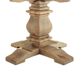 Column 47" Round Pine Wood Dining Table - Modern Farmhouse & Carved Pedestal Base