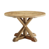 Stitch 47" Round Pine Wood Dining Table - Modern Farmhouse & Pedestal Base Design