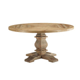 Column Round Pine Wood Dining Table - Modern Farmhouse Style & Solid Pedestal Base