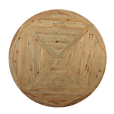 Column 71" Round Pine Wood Dining Table - Modern Farmhouse & Carved Pedestal Base