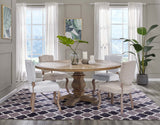 Column 71" Round Pine Wood Dining Table - Modern Farmhouse & Carved Pedestal Base
