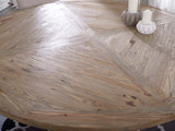 Stitch 71" Round Pine Wood Dining Table - Modern Farmhouse & Sculptural Pedestal Statement