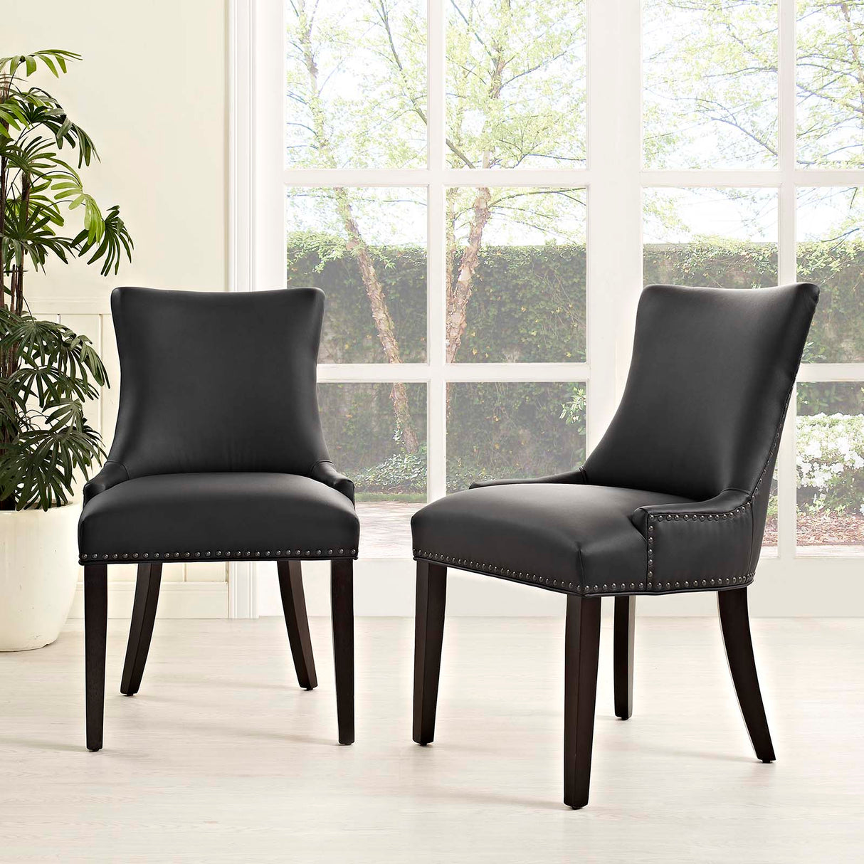 Marquis Dining Chair Faux Leather Set of 2 - French Vintage & Tufted Elegance