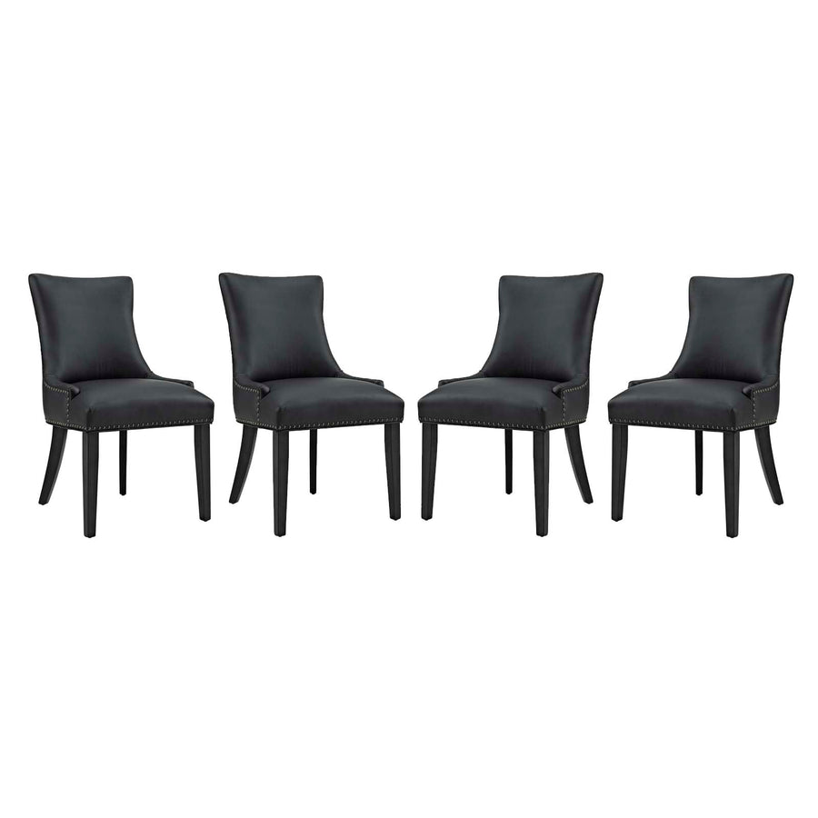 Marquis Dining Chair Faux Leather Set of 4 - French Vintage & Button-Tufted Kitchen Seating