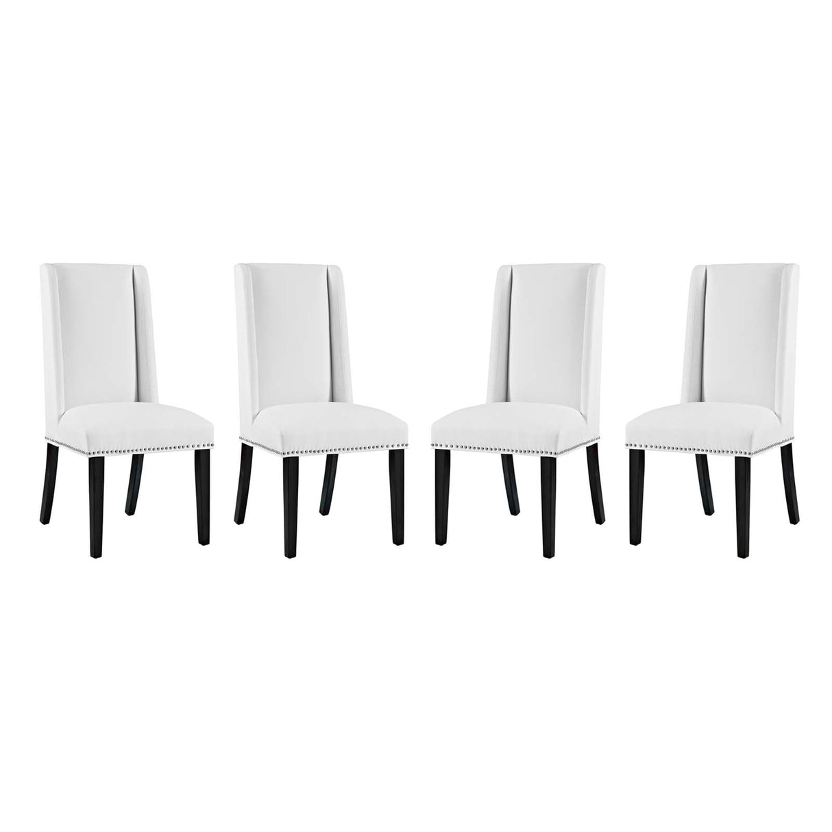Baron Dining Chair Vinyl Set of 4 - Traditional Elegance & Nailhead Trimmed