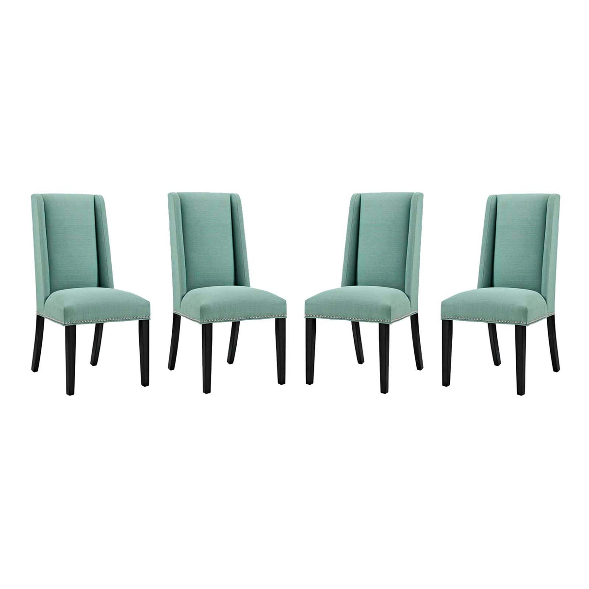 Baron Dining Chair Fabric Set of 4 - Elegant Heritage Style & Nailhead Trim