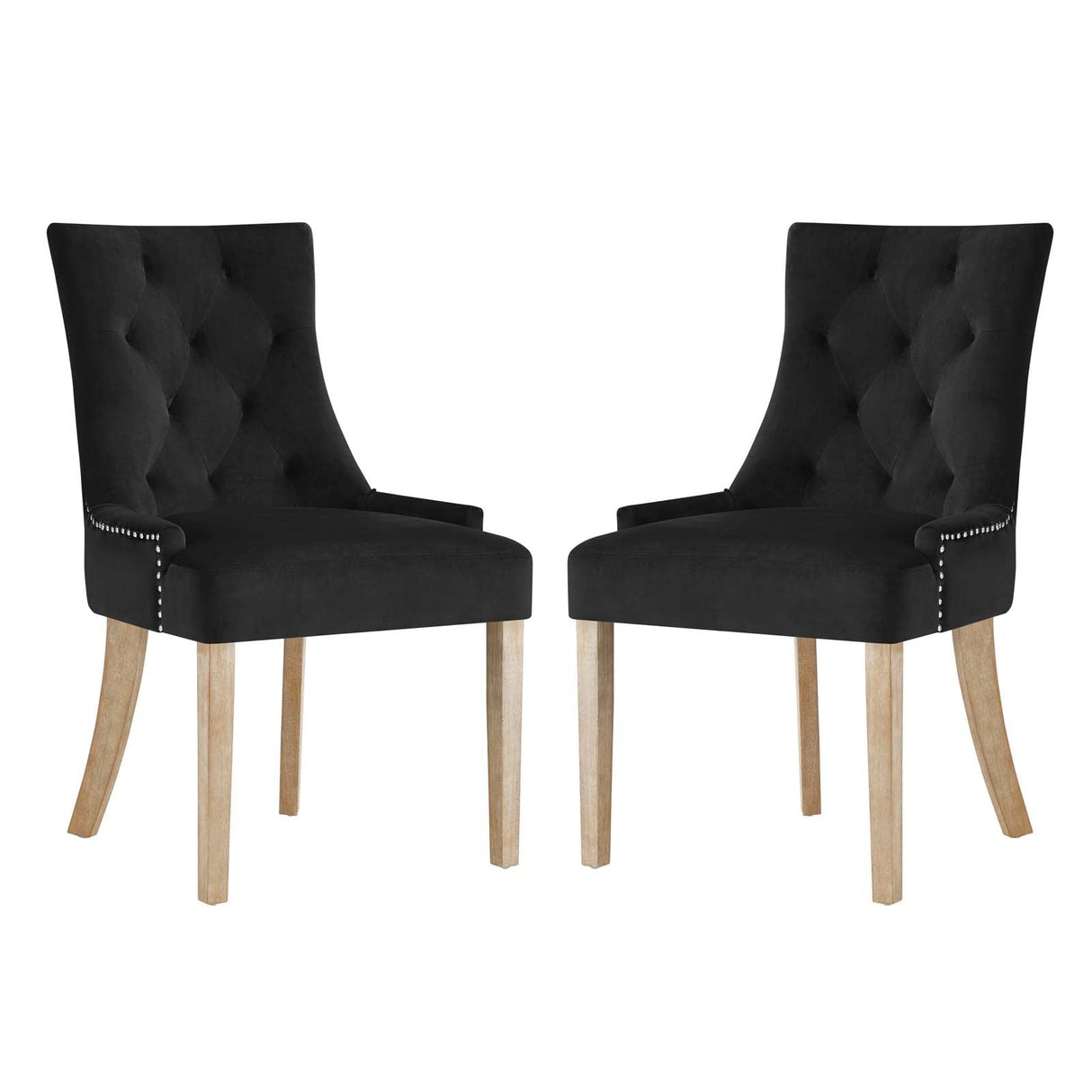 Pose Dining Chair Performance Velvet Set of 2 - Modern Farmhouse & Tufted Nailhead Trim