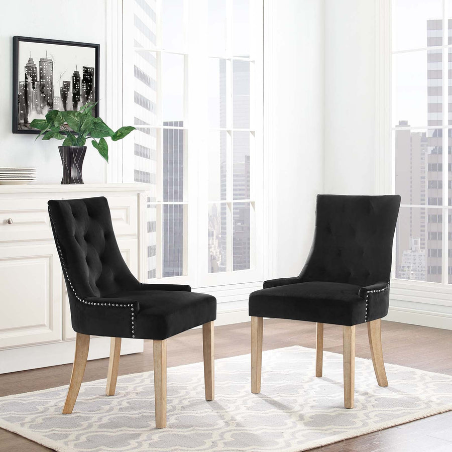Pose Dining Chair Performance Velvet Set of 2 - Modern Farmhouse & Tufted Nailhead Trim