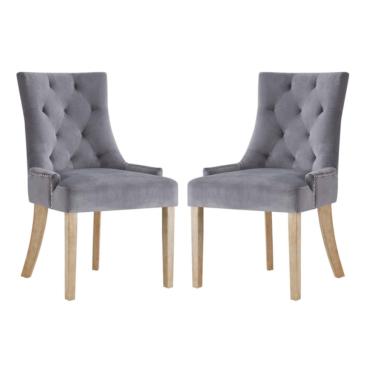 Pose Dining Chair Performance Velvet Set of 2 - Modern Farmhouse & Tufted Nailhead Trim