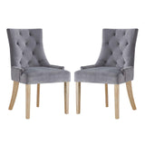 Pose Dining Chair Performance Velvet Set of 2 - Modern Farmhouse & Tufted Nailhead Trim