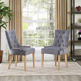 Pose Dining Chair Performance Velvet Set of 2 - Modern Farmhouse & Tufted Nailhead Trim