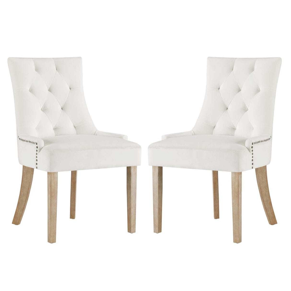 Pose Dining Chair Performance Velvet Set of 2 - Modern Farmhouse & Tufted Nailhead Trim