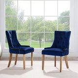 Pose Dining Chair Performance Velvet Set of 2 - Modern Farmhouse & Tufted Nailhead Trim
