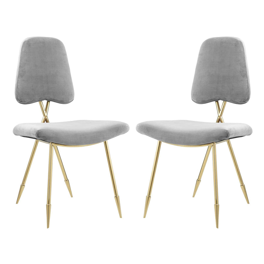 Ponder Performance Velvet Dining Side Chair Set of 2 - Modern Glam & Gold Stainless Steel