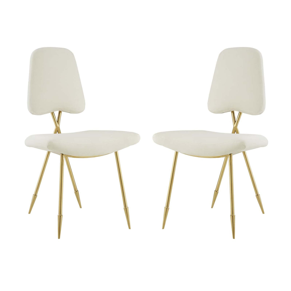 Ponder Performance Velvet Dining Side Chair Set of 2 - Modern Glam & Gold Stainless Steel