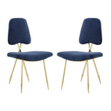 Ponder Performance Velvet Dining Side Chair Set of 2 - Modern Glam & Gold Stainless Steel