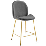 Scoop Gold Stainless Steel Leg Performance Velvet Counter Stool - Modern Glam & Stain-Resistant