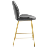 Scoop Gold Stainless Steel Leg Performance Velvet Counter Stool - Modern Glam & Stain-Resistant