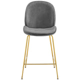 Scoop Gold Stainless Steel Leg Performance Velvet Counter Stool - Modern Glam & Stain-Resistant