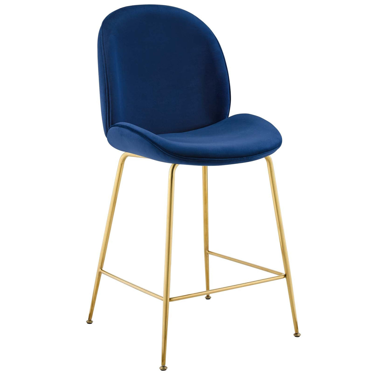 Scoop Gold Stainless Steel Leg Performance Velvet Counter Stool - Modern Glam & Stain-Resistant