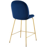 Scoop Gold Stainless Steel Leg Performance Velvet Counter Stool - Modern Glam & Stain-Resistant