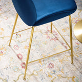 Scoop Gold Stainless Steel Leg Performance Velvet Counter Stool - Modern Glam & Stain-Resistant