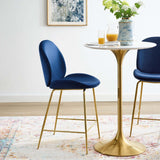 Scoop Gold Stainless Steel Leg Performance Velvet Counter Stool - Modern Glam & Stain-Resistant
