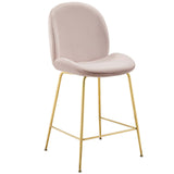 Scoop Gold Stainless Steel Leg Performance Velvet Counter Stool - Modern Glam & Stain-Resistant