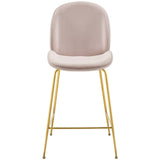Scoop Gold Stainless Steel Leg Performance Velvet Counter Stool - Modern Glam & Stain-Resistant