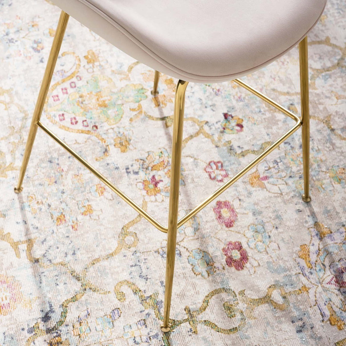 Scoop Gold Stainless Steel Leg Performance Velvet Counter Stool - Modern Glam & Stain-Resistant