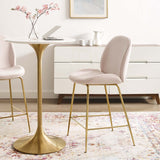 Scoop Gold Stainless Steel Leg Performance Velvet Counter Stool - Modern Glam & Stain-Resistant