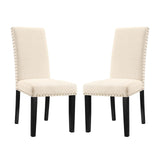 Parcel Dining Side Chair Fabric Set of 2 - Transitional Style & Elegant Nailhead Trim
