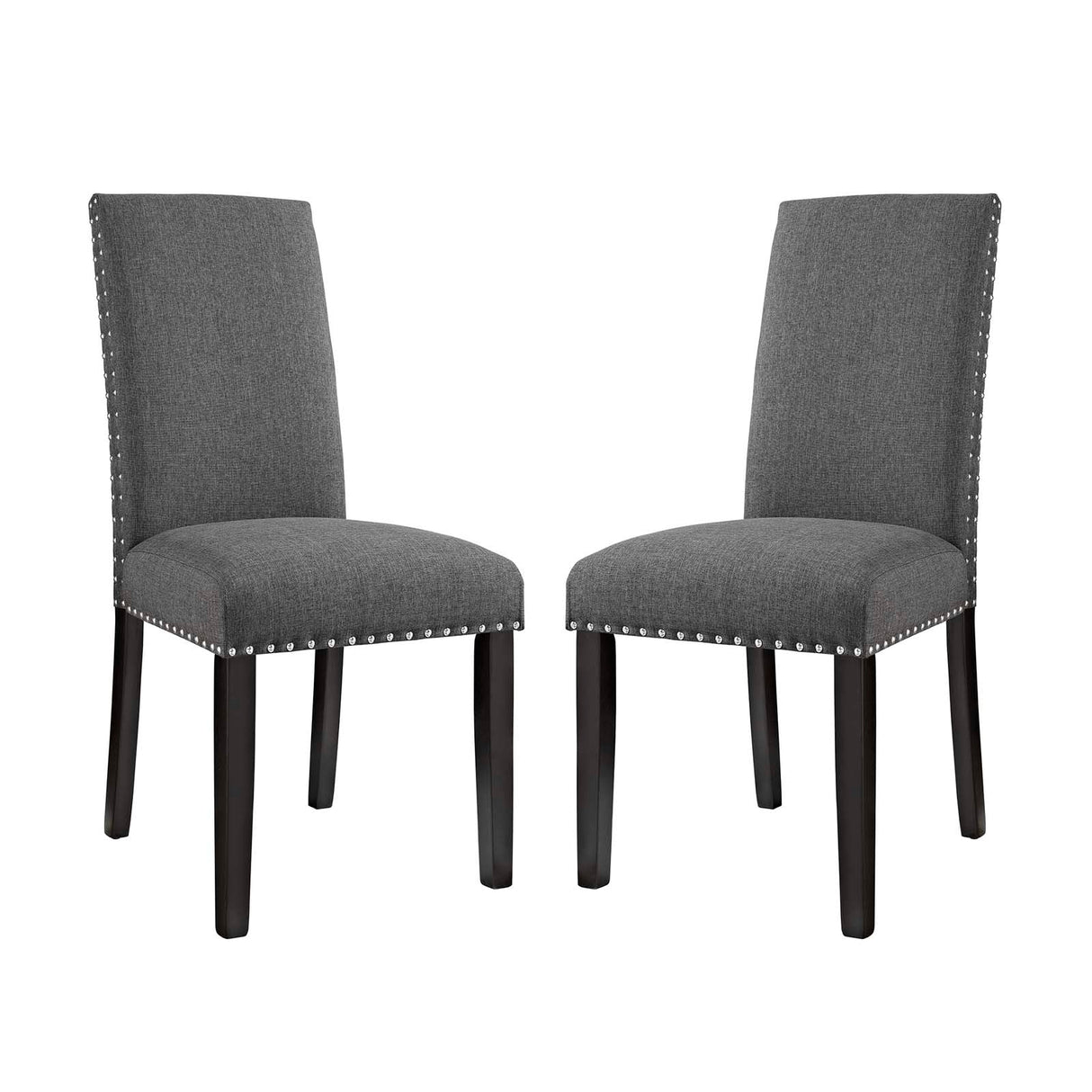 Parcel Dining Side Chair Fabric Set of 2 - Transitional Style & Elegant Nailhead Trim