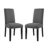 Parcel Dining Side Chair Fabric Set of 2 - Transitional Style & Elegant Nailhead Trim