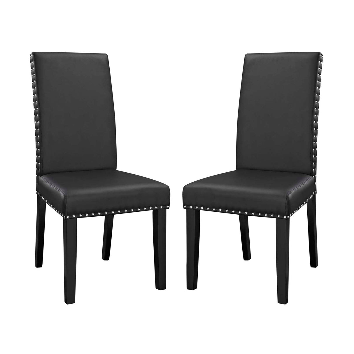 Parcel Dining Side Chair Vinyl Set of 2 - Transitional Modern Style & Elegant Nailhead Trim