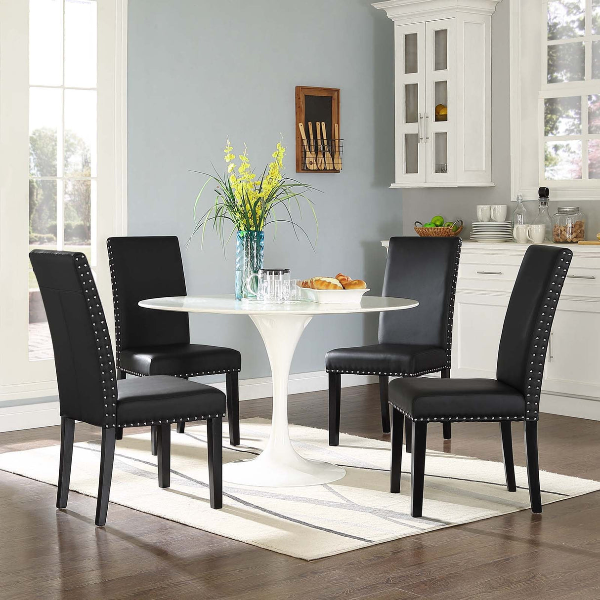 Parcel Dining Side Chair Vinyl Set of 4 - Mid-Century Modern & Easy-Clean Vegan Leather