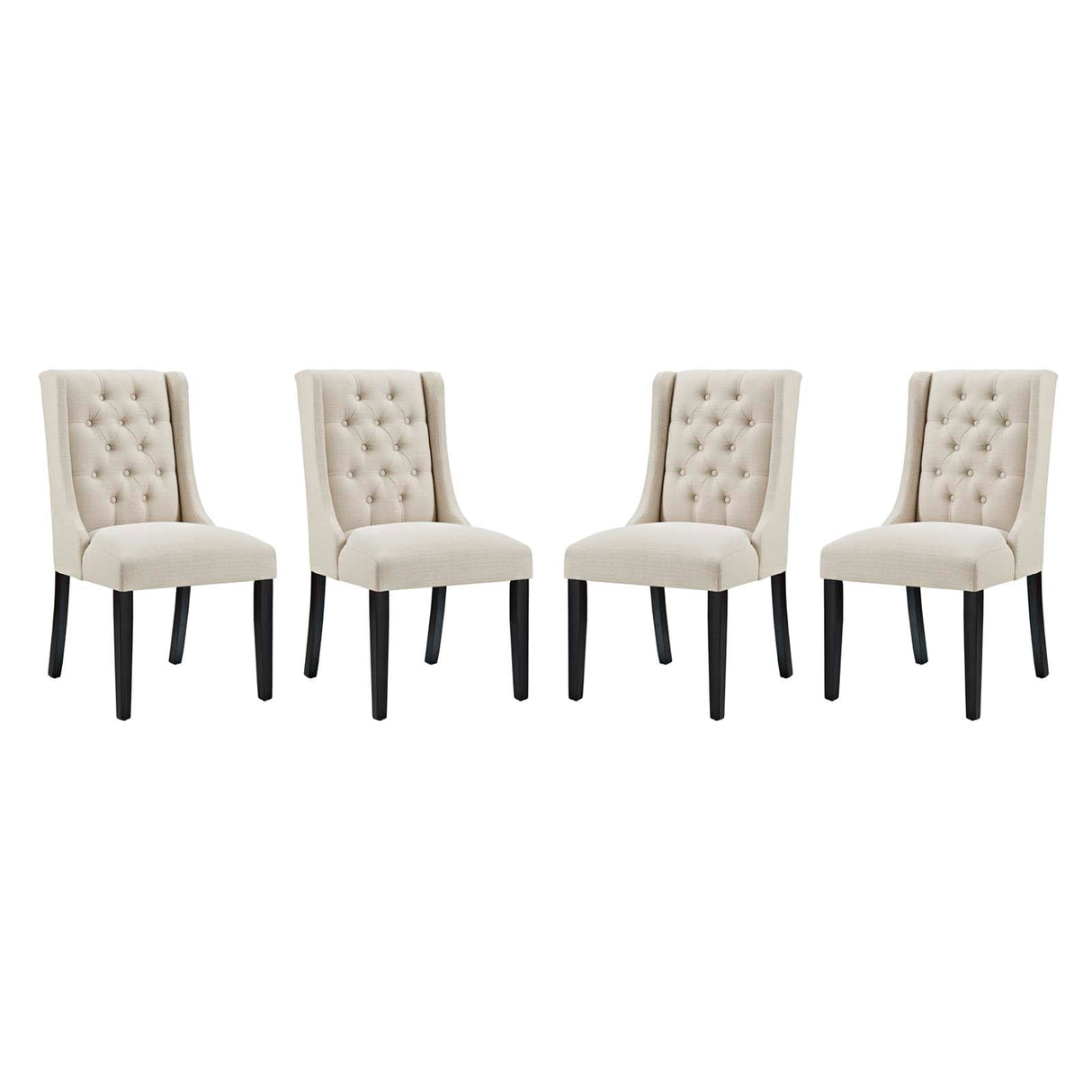 Baronet Upholstered Fabric Dining Chair Set of 4 - French Vintage & Button-Tufted Elegance