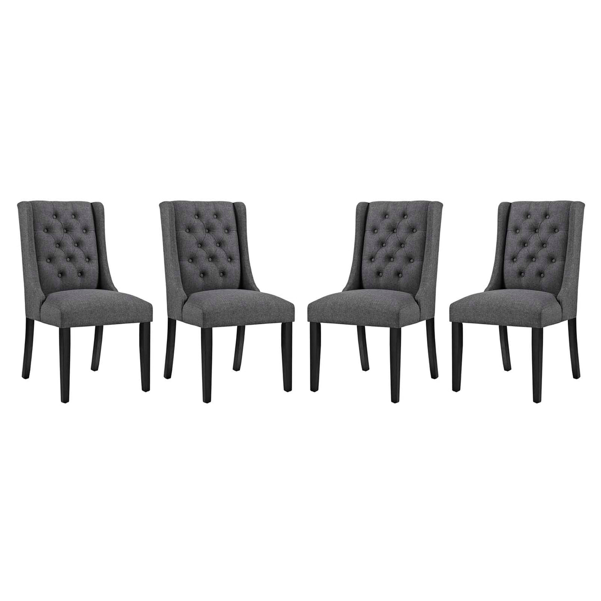 Baronet Upholstered Fabric Dining Chair Set of 4 - French Vintage & Button-Tufted Elegance