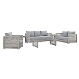 Aura 6 Piece Outdoor Patio Wicker Rattan Set - Modern Coastal & Weather-Resistant Sectional