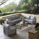 Aura 6 Piece Outdoor Patio Wicker Rattan Set - Modern Coastal & Weather-Resistant Sectional