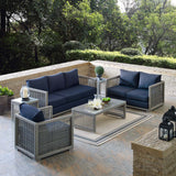 Aura 6 Piece Outdoor Patio Wicker Rattan Set - Modern Coastal & Weather-Resistant Sectional