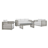 Aura 6 Piece Outdoor Patio Wicker Rattan Set - Modern Coastal & Weather-Resistant Sectional
