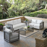 Aura 6 Piece Outdoor Patio Wicker Rattan Set - Modern Coastal & Weather-Resistant Sectional