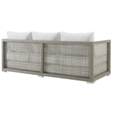 Aura 6 Piece Outdoor Patio Wicker Rattan Set - Modern Coastal & Weather-Resistant Sectional