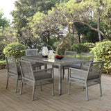 Aura 7 Piece Outdoor Patio Wicker Rattan Set - Modern Coastal & Weather-Resistant