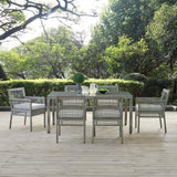 Aura 7 Piece Outdoor Patio Wicker Rattan Set - Modern Coastal & Weather-Resistant