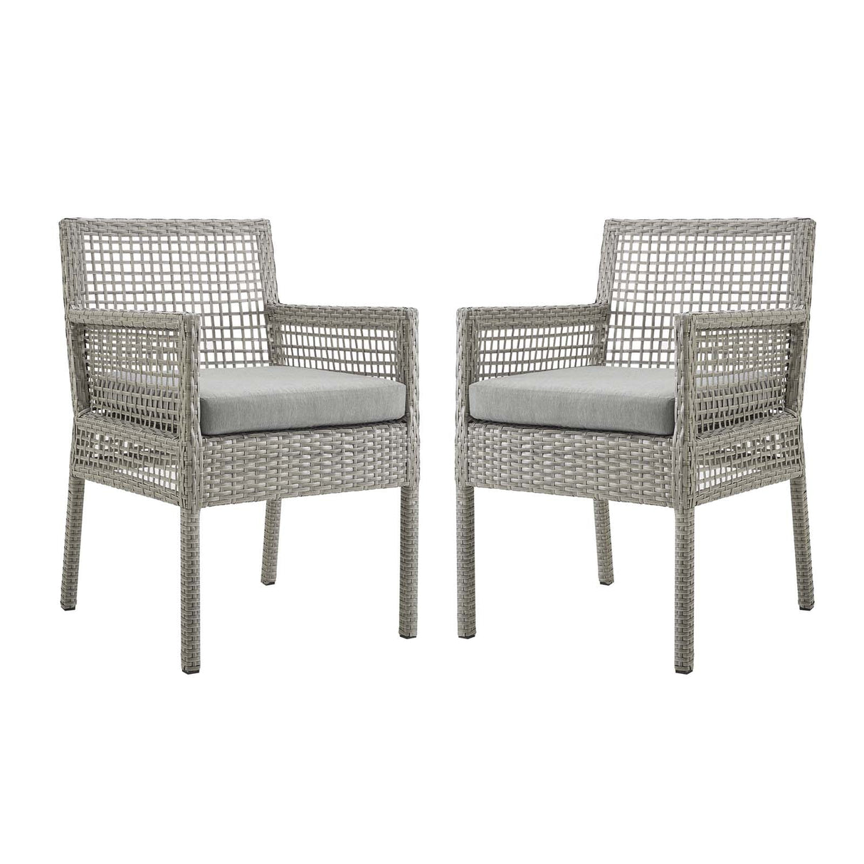 Aura Dining Armchair Outdoor Patio Wicker Rattan Set of 2 - Modern Coastal & Weather-Resistant